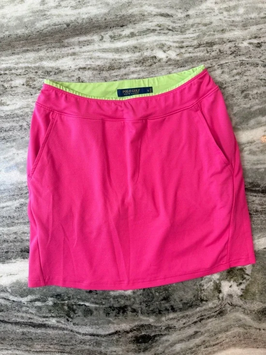Polo Ralph Lauren Hot Pink Golf Skirt with Lime Green Trim - Picture 2 of 7